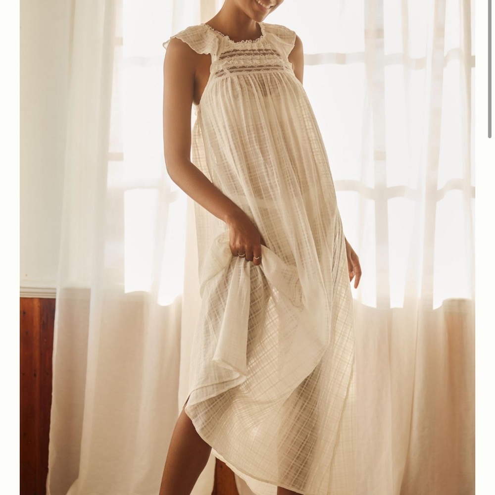 Anthropologie Cream Maxi Dress